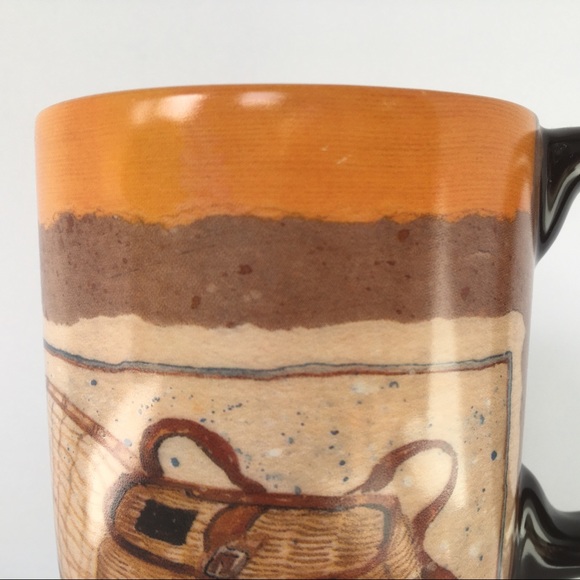Fishing mug cypress tall 6" tackle box fish pole beige brown coffee cup - Picture 12 of 15